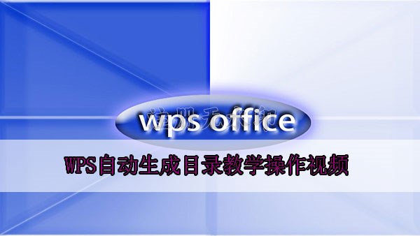 wps自动生成目录教学操作视频